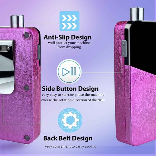 Electric Nail Drill Machine,Lumcrissy Colorful Rechargeable 35000 RPM Nail Drill Portable E-File with Detachable Battery,Portable Electric Acrylic Nail Tools ,Polishing,Nail Removing (Pink)