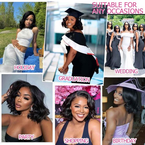 UWLK Bob Human Hair Wig 200% Density 13x6 HD Transparent Lace Front Wigs Human Hair Pre Plucked Body Wave Wig for Black Women 18 Inch