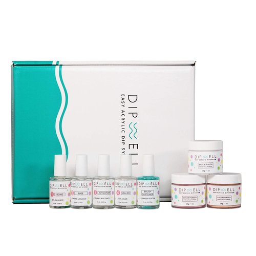 DipWell Acrylic Nail Kit - Clear Acrylic Powder, Liquid, Brush & Powder (Natural, Durable, No UV/LED, Made in USA)