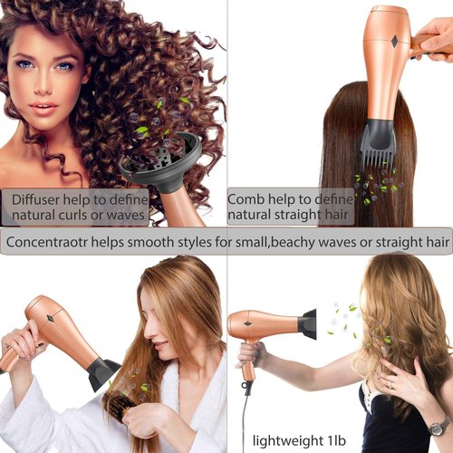 NITION Pro Salon Hair Flat Iron Styling Tool Hair Straightener and Hair Dryer with Diffuser/Comb Set