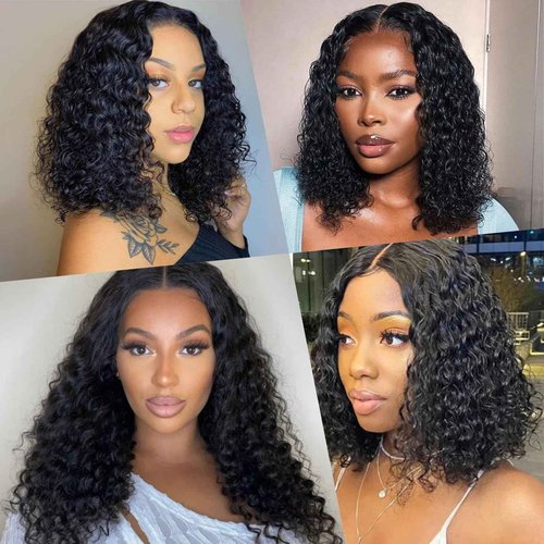 YMSGIRL 13x6 Deep Wave Lace Front Wigs Human Hair Ready To Go Curly Lace Front Glueless Wigs Human Hair Pre Plucked Pre Cut Beginner Friendly 16 Inch