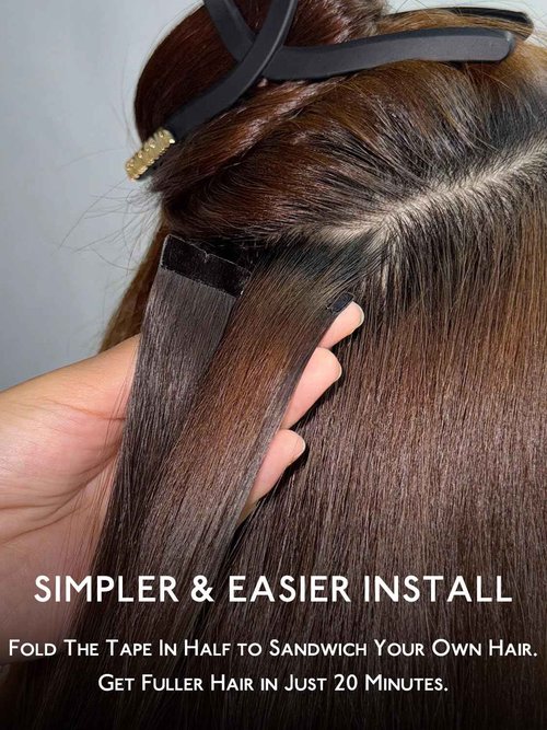 WENNALIFE 8cm Tape in Hair Extensions Real Human Hair, Tape Weft Hair Extensions Human Hair 20 Inch 100g 20pcs Jet Black Luxury Remy Hair Straight Extensiones De Cabello Hmano