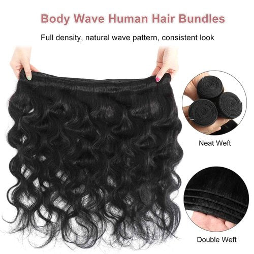 Raw Human Hair Bundles 22 24 26 INCH Brazilian Virgin Hair 12A Body Wave Bundles Human Hair Extensions Natural Black For Women