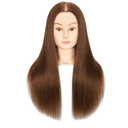 Headdoll 100% Human Hair Mannequin Head Hair Styling Training Head Cosmetology Manikin Head Doll Head for Hairdresser with Free Stand