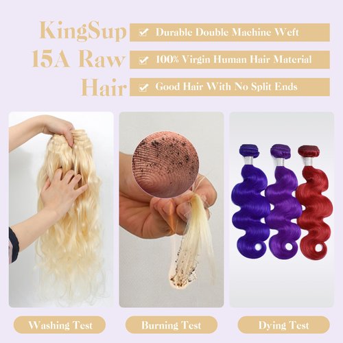 KingSup Blonde Body Wave Bundles Human Hair 26 Inch 15A 613 Blonde Bundles Human Hair,Sew In Quick Weave Body Wave Bundles 100% Real Human Hair Extensions Tangle Free Shedding Free Triple Lifespan 3X