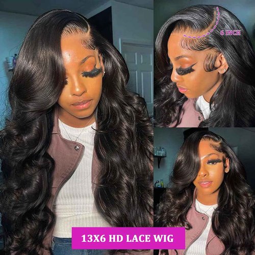 SkyGrow 13x6 Body Wave Lace Front Wigs Human Hair Wig 250 Density 15A Raw HD Lace Frontal Human Hair Wigs for Women 24 inch