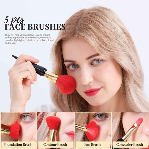 DUcare Makeup Brushes 12Pcs The Queen Series Makeup Brush set Premium Gifts Kabuki Foundation Blending Face Powder Blush Concealers Eye Shadows Brushes