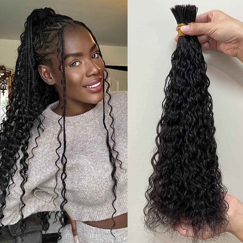 Bulk Pre Divided Human Hair for Crochet Boho Braids Extensions Curly Double Drawn Bulk Human Hair Bundles for Braiding Loose Deep Wave No Weft for Women 20inch 320 roots 100g
