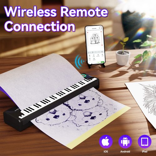 PeriPage Wireless Tattoo Stencil Printer – Pino Compact Thermal Tattoo Machine with Inkless Technology, Compatible with Phone, Tablet & PC