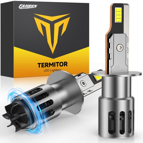 Termitor Upgraded H1 Light Bulbs, 900% Brightness with 16 CSP Chips, Real 1:1 Halogen Size, 6500K White, Canbus Ready Fog Light Bulbs, Pack of 2