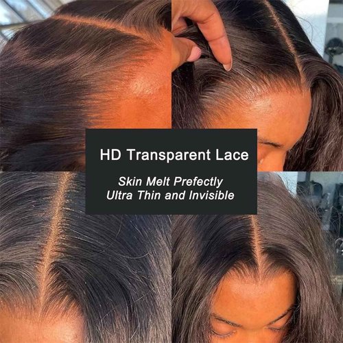 Lemoda 13x6 Frontal 18 Inch Straight HD Transparent Lace Frontals 12A Brazilian Virgin Human Hair Lace Frontal Closure Natural Black