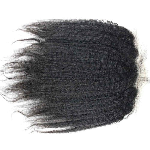 Dreambeauty 13×6" Transparent Full Lace Frontal Closure Kinky Straight Ear to Ear Free Part Unprocessed Brazilian Virgin Human Hair Extensions With Baby Hair Bleached Knots Natural Color (20 Inch)