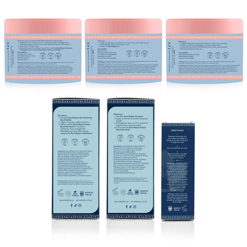 Nature Spell Bond Repair Haircare Collection, Sulfate & Paraben Free, Moisturizes & Nourishes Dry Hair, with Shampoo & Conditioner, Hair Mask, Bond Builder, Leave-In Cream and Oil, Vegan, Pack of 6