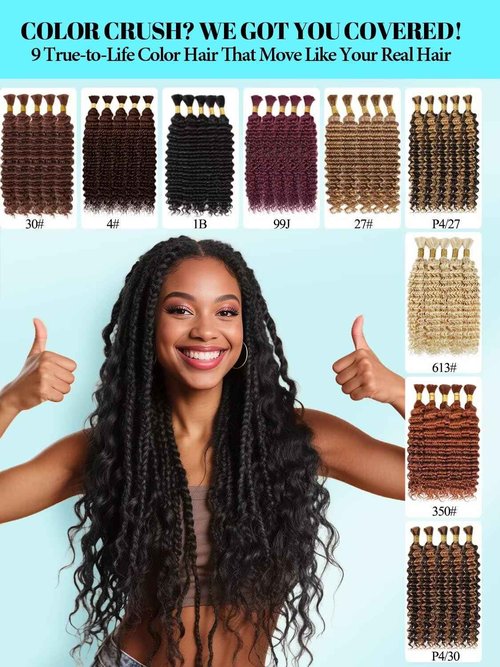 12A #4 Chocolate Brown Human Braiding Hair for Boho Braids 5 Bundles 18 Inch 160g Deep Wave Braiding Hair for Bohemian Knotless Braids 100% Unprocessed Virgin Bulk Hair Extensions No Weft