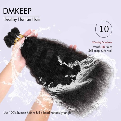DMKEEP Top Grade Super Wave Human Braiding Hair 4 Bundles 100g Human Hair Braiding Hair No Weft Bulk Human Hair for Braiding Hair Extensions Natural Color Yaki Straight 18 Inch