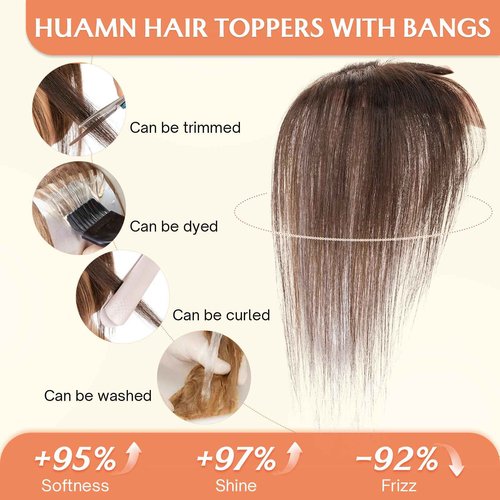 Benehair Clip in Bangs 100% Real Human Hair Extensions 360° Cover Clip on 3D Wispy Bangs for Women Topper Hairpieces for Women Dark Brown
