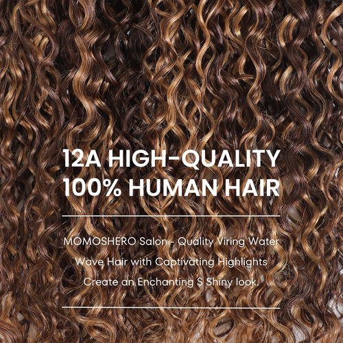 MOMOSHERO Honey Blonde Water Wave Bundles Human Hair 24Inch, Soft & Shed-free P4/27 Ombre Piano Color Curly Brown Blonde Highlight Weave Hair Bundles Wet and Wavy 12A 100% Virgin Hair Single Bundle