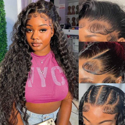 AskWish 30 Inch Lace Front Wig Human Hair 220% Density 13x6 Lace Front Wigs Human Hair Pre Plucked Deep Wave Lace Front Wigs Human Hair Transparent HD Lace Front Wigs for Black Women