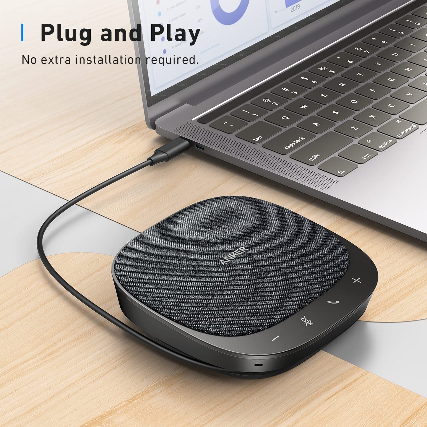 Anker PowerConf C200 2K Mac Webcam & PowerConf S330 USB Speakerphone, Computer Cam for Laptop with AI-Noise Cancelling Mics & Adjustable FoV, Home Conference Mic with AI Voice Enhancement, Plug & Play