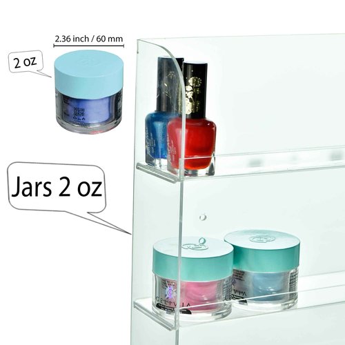 AMT 6 Tier Acrylic Nail Polish Racks for the Wall, Holds up to 180 Bottles, CLEAR Nail Polish Display, Essential Oils Organizer. Plus a Microfiber Cloth for Cleaning Purposes