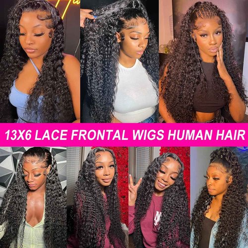 Nervoss 26 Inch Deep Wave 13x6 HD Transparent Lace Front Wigs Deep Curly Lace Frontal Glueless Wigs Human Hair Pre Plucked with Baby Hair Natural Hairline Wet and Wavy Wigs180% Density