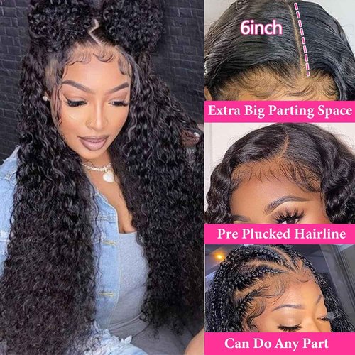 SODLIS 28 Inch 13x6 Deep Wave Lace Front Wigs Human Hair Pre PLucked 13x6 HD Lace Front Wigs Human Hair For Black Women (Natural Color,28 Inch