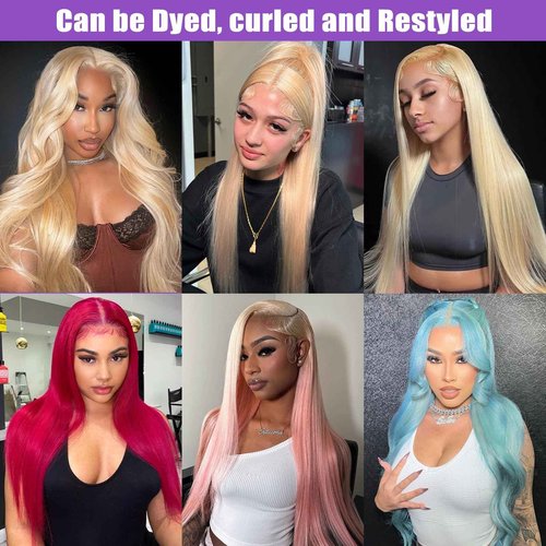 613 Bundles Human Hair 30 Inch Straight Blonde Bundles Human Hair 100% Unprocessed 12A Grade Brazilian Virgin Raw Hair Quick Weave 1 Bundles Blonde Hair Extensions for Women