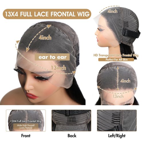 Straight Lace Front Wigs Human Hair 220% Density 15A Grade Real Full Lace Wigs 13x4 Hd Lace Front Wigs Human Hair 20 Inch Straight Wigs Human Hair Pre Plucked With Baby Hair Natural Hairline