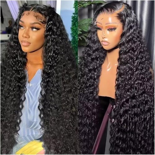 HCHHCH 13x6 Full Lace Frontal Wig Water Wave Virgin Human Hair Wigs 200% 18 Inch Deep Wave 13x6 HD Full Lace Frontal Wigs For Black Women Wet and Wavy Wig