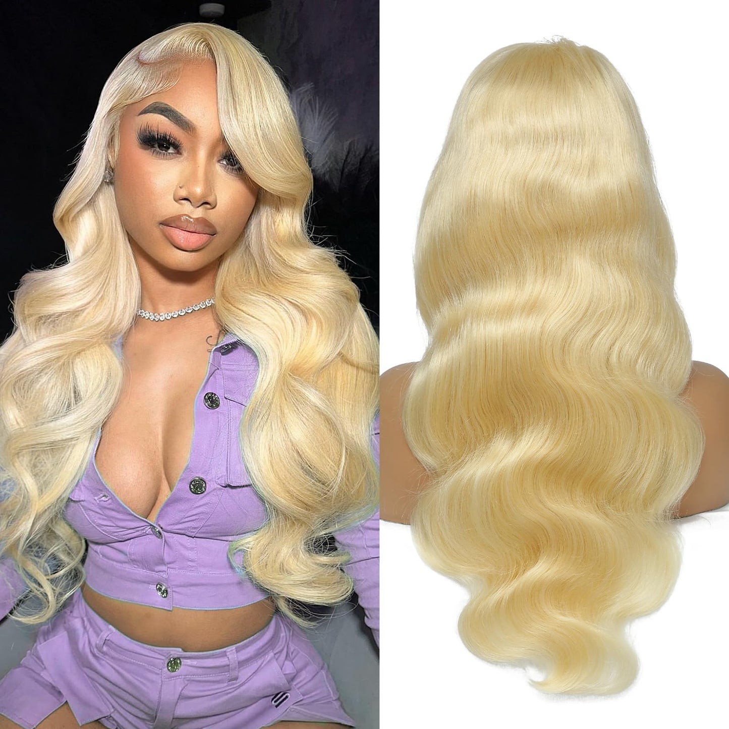 Pangm 613 13x6 Lace Front Wig Human Hair 200 Density HD Body Wave Blonde Lace Front Wigs Human Hair Pre Plucked Lace Frontal Wig 13x6 Blonde Wig Human Hair 28 Inch