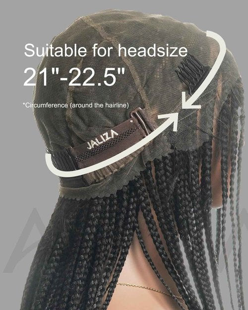 JALIZA 24" 360° Knotless Box Braided Wig with Swiss HD Full Lace – Pre-Cut, Black, 80 Strands, Lightweight Synthetic with Human Hair Baby Hair