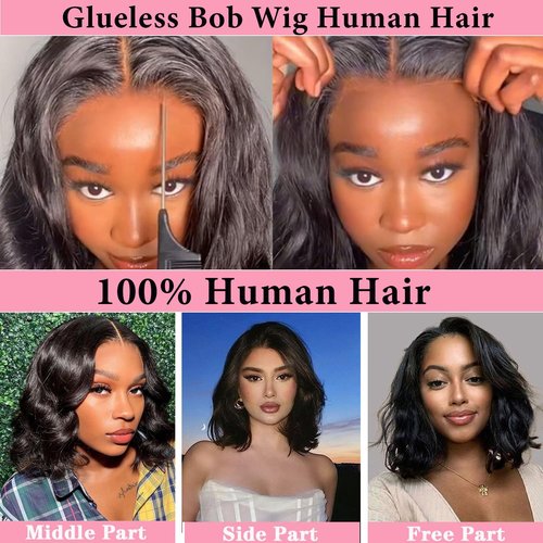 Atilck Wear and Go Glueless Wig - Body Wave Lace Front Human Hair Wigs for Black Women - Pre Plucked and Pre Cut 4x4 Lace Closure - No Glue Needed for Beginners (22 Inch)