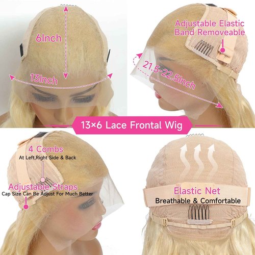 Cloudeer 28 Inch 613 13x6 Lace Front Wig Human Hair 200 Density Blonde Wig Human Hair 613 HD Lace Frontal Wig 13x6 Blonde Body Wave Lace Front Wigs Human Hair Pre Plucked
