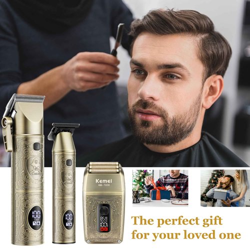 KEMEI Professional Hair Clippers for Men, 3 in 1 Barber Clipper Kit, Bronze