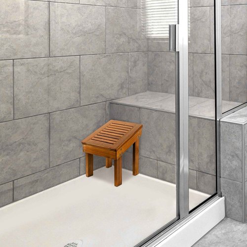 Utoplike Teak Wood Bath Mat for Bathroom and Shower Foot Stool for Shaving Legs