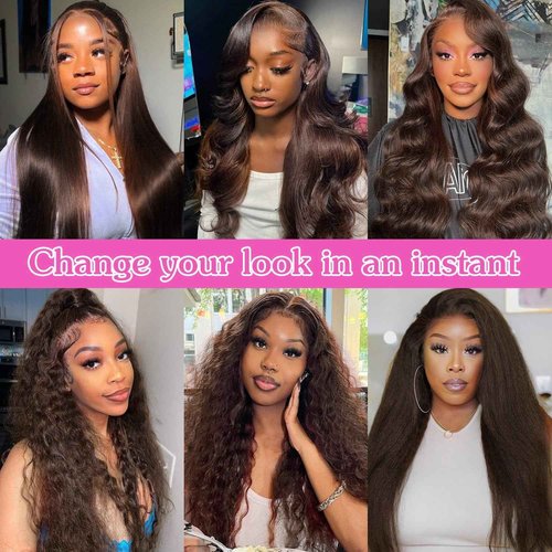 Chocolate Brown Lace Front Wig Human Hair 28 Inch Body Wave 13x6 HD Lace Frontal Wigs Human Hair Pre Plucked for Women