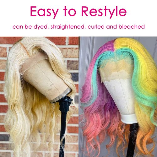 613 Blonde Bob Lace Front Wigs Human Hair T Part With Bleached Knots Pre Plucked Straight blonde Bob Wigs Glueless HD Lace Front Wig Human Hair blonde Bob Wig for Black Women 16Inch