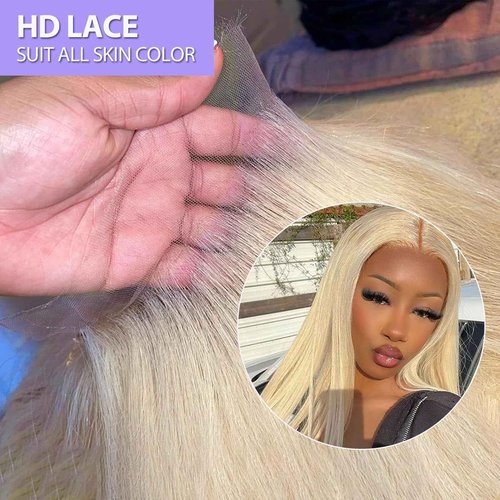 NZINZI 613 Lace Front Wig Human Hair 26 Inch 13x4 Transparent Lace Blonde Lace Front Wigs Human Hair 200% Density Straight Lace Front Wigs Human Hair Pre Plucked 613 HD Lace Frontal Wig Human Hair