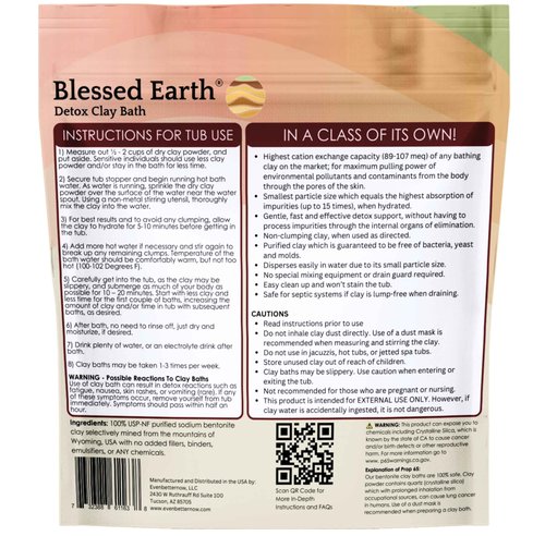 Blessed Earth Detox Clay Bath, 100% Pure Sodium Bentonite Therapeutic Grade – Cleansing and Purifying, by Evenbetternow LLC, 4 lb (64 oz)