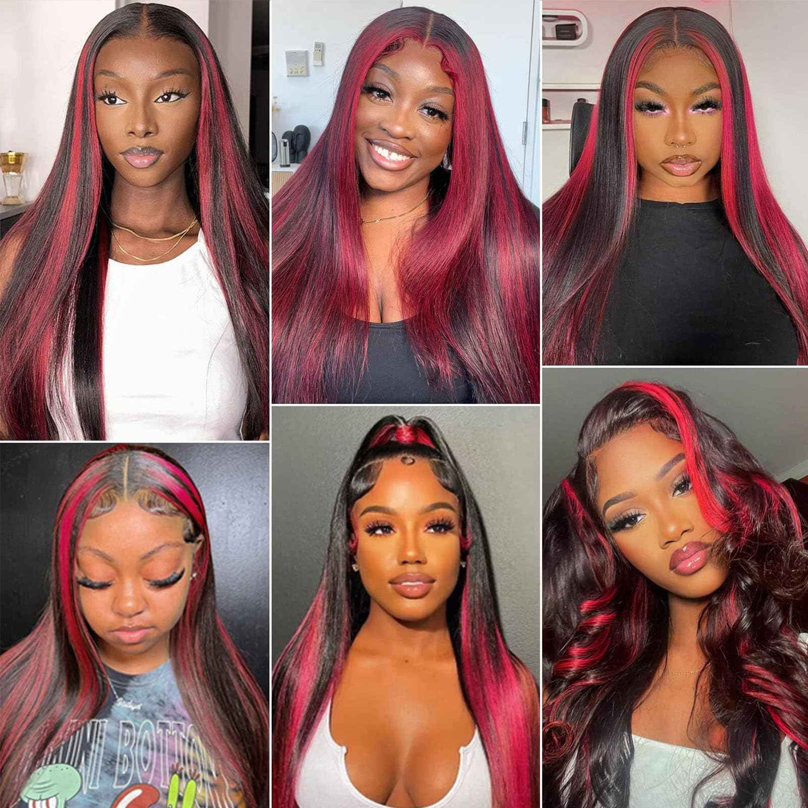 Habiliana Bundles Human Hair 24 26 28 Inch Straight Burgundy T1B/99J Human Hair Bundles 11A Unprocessed Brazilian Virgin Quick Weave Hair Extensions for Black Women