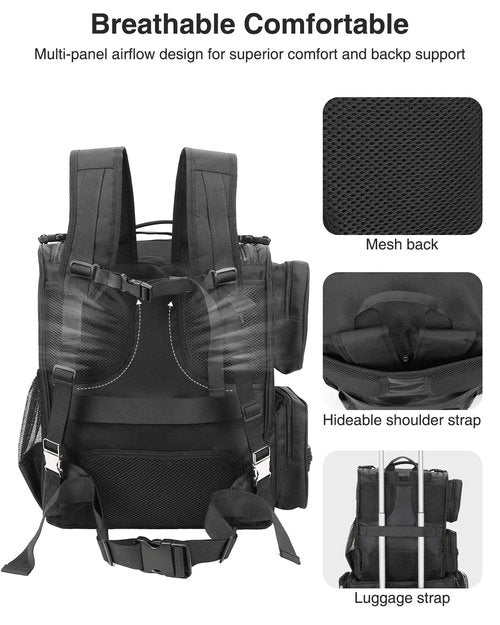 Relavel Hair Tools Travel Bag with 6 Pcs Clear Bags, Hair Stylist Backpack Hairdresser Cosmetology Bag, Heat Insulation Full Layer for Curling Iron, Hair Straightener, Travel Accessories Train Case