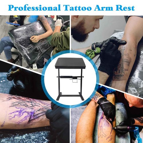 Yangna XXL Professional Tattoo Arm Rest Stand - Adjustable Height (26" to 39"), Heavy Duty Steel Base with Detachable Storage Tray & PU Leather Cushion for Tattoo Artists and Studios
