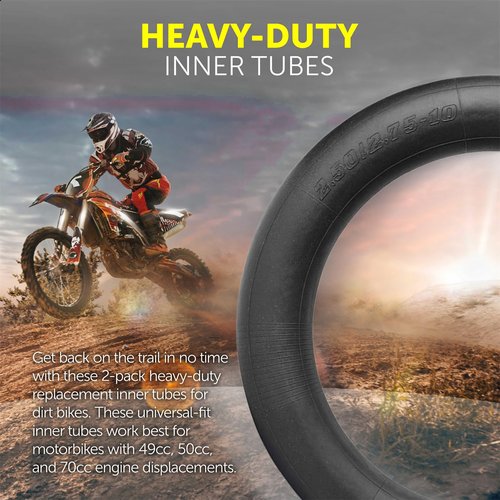 AR-PRO (2-Pack) 2.50/2.75-10 Dirt Bike Replacement Inner Tubes Heavy Duty|Compatible with Honda Crf50 /Xr50, Razor MX650 / MX500, Suzuki DRZ70 / JR50, Yamaha PW50