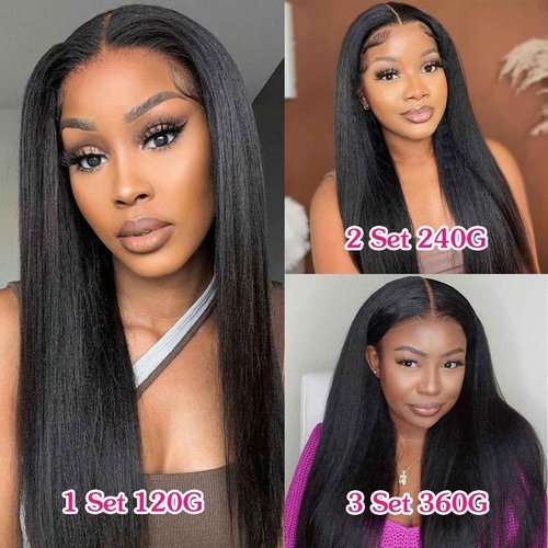 Yaki Straight Clip in 20inch Hair Extensions, 120G Full Head Real Human Hair Clip for Women Seamless Yaki Clip ins Hair Extensions for Thin Hair Natural Black 8Pcs Hair Pieces with Secure Clips
