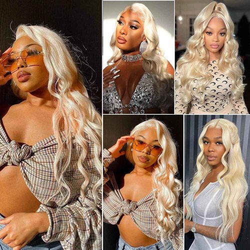 MMFZPHEIR 613 Lace Front Wig Human Hair 180 Density 13x4 Body Wave HD Transparent Lace Front Wigs Blonde Wig Glueless Wigs Pre Plucked Pre Cut With Natural Hairline 22 Inch