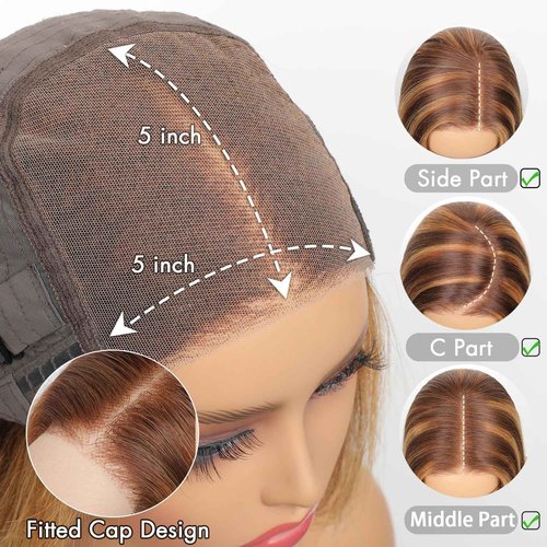 YINGRUN Bob Wig Human Hair Glueless Wigs Human Hair Pre Plucked Pre Cut Human Hair Wigs for Black Women (Highlight Ombre, 14 Inch)