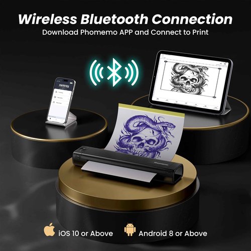 Phomemo Tattoo Stencil Printer for Beginners & Professional, Tattoo Printer Machine with 10 Pcs Transfer Paper, Wireless Tattoo Machine Kit for Temporary Tattoo
