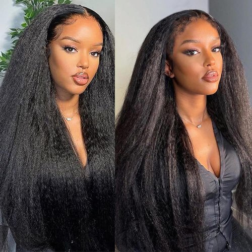 Voloria 13x6 Kinky Straight Closures Ear To Ear Free Part Brazilian Remy Virgin Human Hair with Baby Hair Invisible Knots Natural Color 14INCH