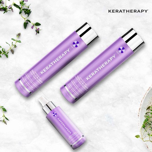 KERATHERAPY Keratin Infused Totally Blonde Violet Toning Conditioner, 33.8 fl. oz., 1000 ml - Keratin Therapy Purple Conditioner for Blonde Hair, Brassy, Silver, & Highlighted - Sulfate & Paraben Free