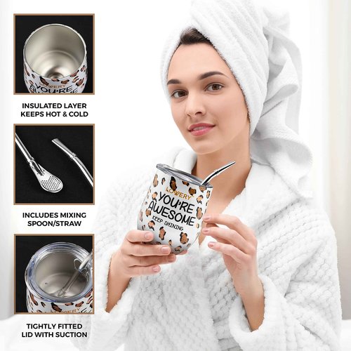 Christmas At-Home Spa Kit with Honey Almond Scent, Bath Gift Basket - Vit E-Rich Bath Essentials, Tumbler, Ear Candles, Bath Oil, Salts, Shower Steamer, Organic Lip Balm & More in Leopard Basket, 21